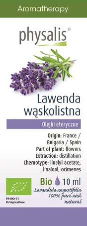 Olio essenziale lavanda angustifolia (Echte lavendel) Biologico 10 ml – Physalis