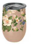 Tazza termica con coperchio beige con fiori 420 ml - CHIC-MIC
