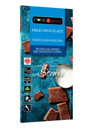 Cioccolato al latte con stevia senza zuccheri aggiunti senza glutine 100 g - Pure&amp;Good