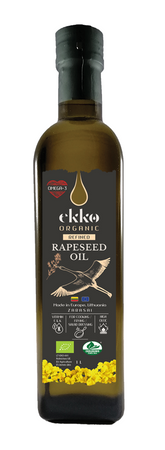 Olio di canola per cucinare e friggere spremuto a freddo bio 500 ml - ekko