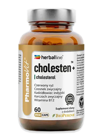 Capsule per il normale livello di colesterolo (Cholesten+) integratore alimentare senza glutine 60 capsule (Herballine) – Pharmovit