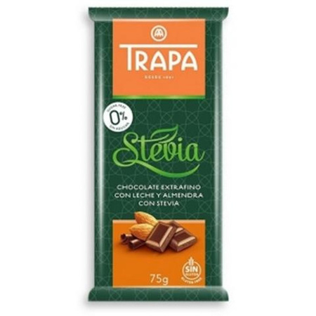 Cioccolato al latte con mandorle con stevia 75 g