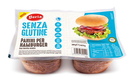 Panini per hamburger senza glutine (4 x 75 g) 300 g - Doria