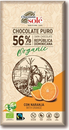 Cioccolato amaro 56% cacao con arancia BIO 100 g