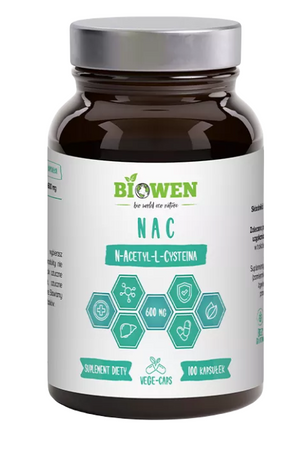 NAC (N-acetil-L-cisteina) (600 mg) integratore alimentare senza glutine 100 capsule - HempKing (Biowen)