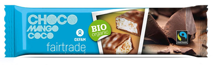 Tavoletta di cioccolato del Commercio Equo e Solidale ricoperta di cocco e mango 33 g