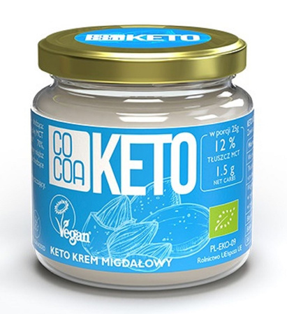 Crema di mandorle Keto con olio MCT senza zuccheri aggiunti Biologico 200 g – Cacao