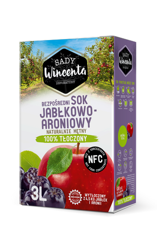 Frutteti Wincenta 100% succo di mela e rabarbaro naturalmente torbido 3l