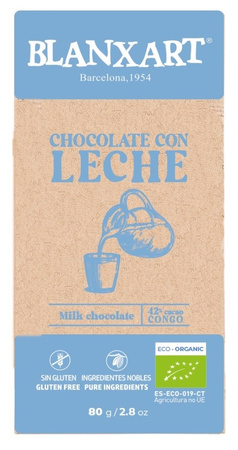 Cioccolato al latte 42% congo senza glutine bio 80 g