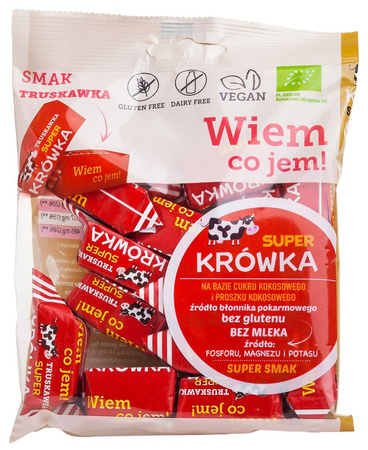Caramelle mou alla fragola senza latte, senza glutine, biologiche 150 g – Super Krówka