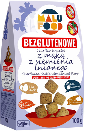 Biscotti di pasta frolla con farina di semi di lino senza zucchero e senza glutine 100 g - Malu Food