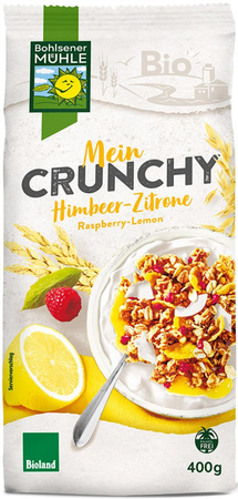 Crunchy allo yogurt e limone con lamponi biologici 400 g – Bohlsener Muehle