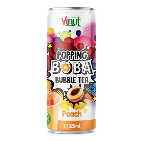 Popping Boba Bubble Tea, bevanda al tè con perle scoppiettanti e succo di pesca 320 ml – Vinut
