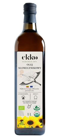 Olio di girasole spremuto a freddo per cucinare e friggere bio 1 l (vetro) - EKKO