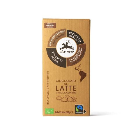 Cioccolato al latte del commercio equo e solidale con noci BIO 100 g