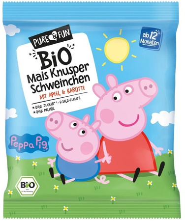 Soffiatini di mais mela e carota BIO 30 g Świnka Peppa – Pure&Fun
