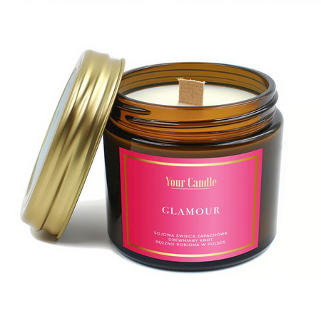 Candela di soia profumata Glamour con stoppino in legno 120ml - Your Candle