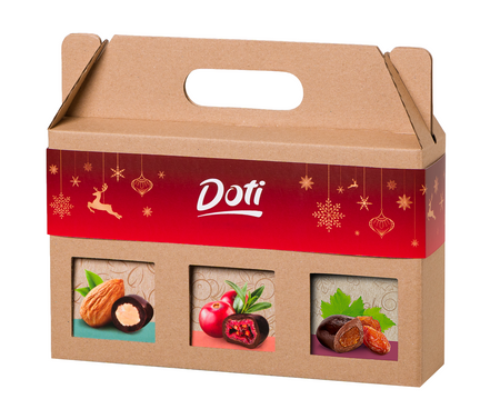 Set natalizio - Dadi senza glutine ricoperti di cioccolato BIO 3 tipi 150 g - DOTI