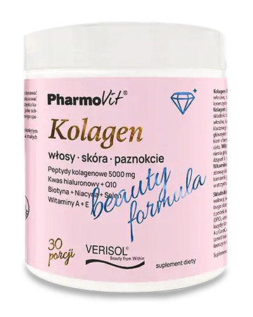 Integratore alimentare di collagene Beauty Formula al gusto di pesca e banana 174g - Pharmovit