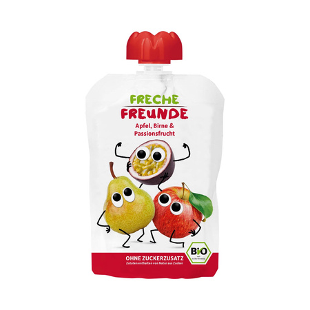 Mousse di mela - pera - frutto della passione senza glutine da 6 mesi BIO 100 g - Freche Freunde