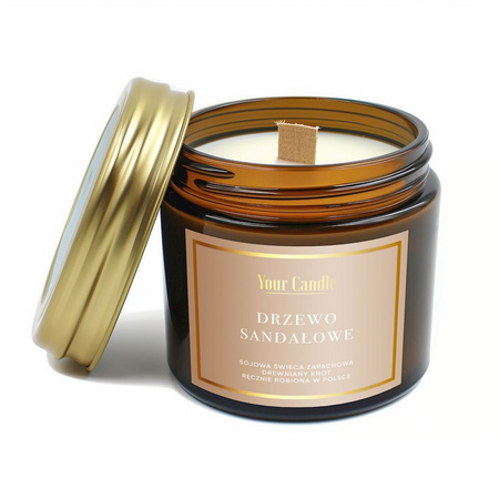 Candela di soia profumata con stoppino in legno al sandalo 120 ml - Your Candle