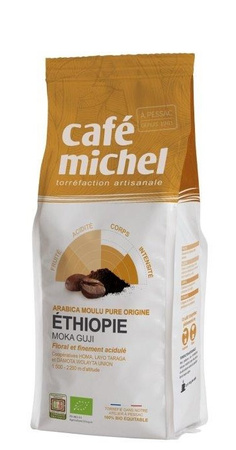 Caffè macinato 100% Arabica Moka Sidamo Etiopia Fair Trade Biologico 250 g – Cafe Michel