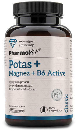 Potassio + Magnesio + Vitamina B6 Integratore alimentare attivo 120 capsule - Pharmovit
