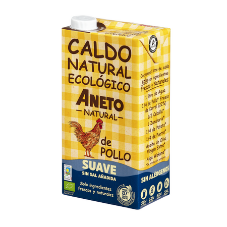 Brodo di pollo liquido senza sale aggiunto senza glutine biologico 1 l – Aneto Natural