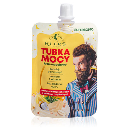 Crema di nocciole power tube al cioccolato bianco con frutta tropicale 50g - Supersonic