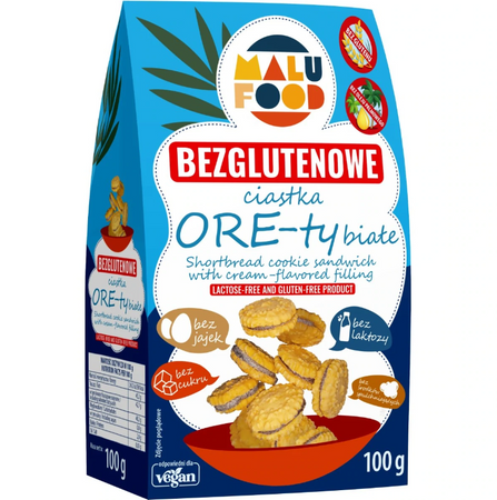 Biscotti bianchi senza zucchero e senza glutine 100 g - Malu Food