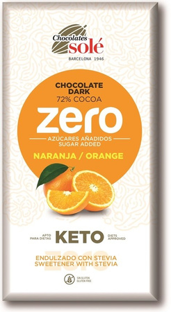 Cioccolato fondente 72% cacao senza zuccheri aggiunti all'arancia con stevia 100 g – Chocolates Sole
