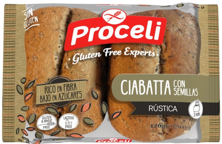 Ciabatta con semi (panini da cuocere senza glutine) 120 g – Proceli