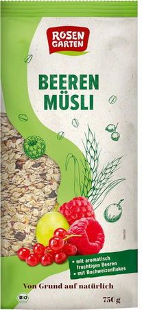 Muesli con 23% frutti di bosco biologico 750 g – Rosengarten