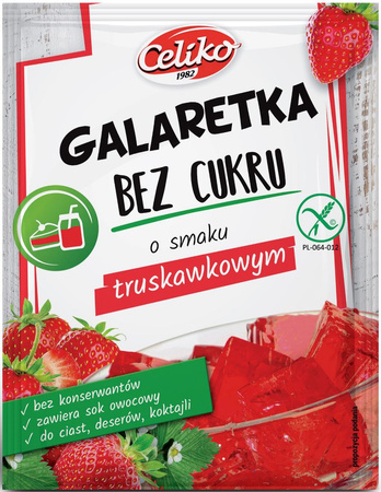 Gelatina alla fragola senza zucchero, senza glutine, 14 g – Celiko