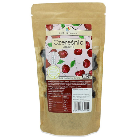 Ciliegia essiccata senza zuccheri aggiunti senza glutine 250 g – Pięć Przemian (Five Transformations)
