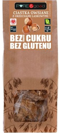 Biscotti d'avena con nocciole, senza zuccheri aggiunti, senza glutine 150 g – Pure&Good