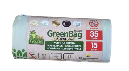 Sacchi per rifiuti organici e indifferenziati (compostabili e biodegradabili) Greenbag 35 l 15 pz – Froggy