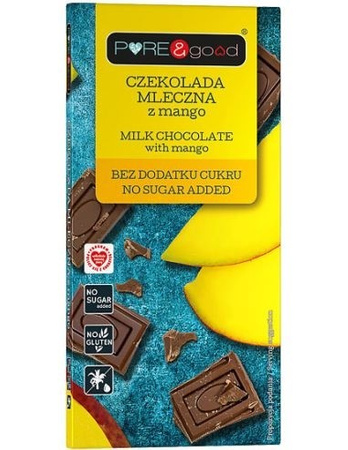 Cioccolato al latte con mango senza zuccheri aggiunti 75 g – Pure&Good