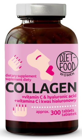 Collagene con acido ialuronico e vitamina C integratore alimentare 300 compresse – Diet-Food
