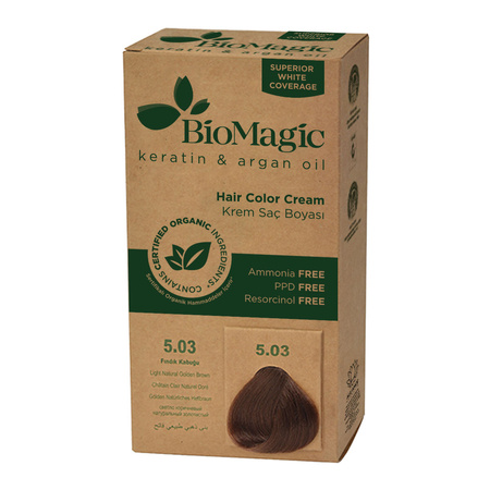 Tintura per capelli marrone chiaro dorato (5.03) 250 g - Biomagic