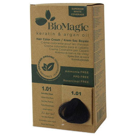 Tintura per capelli blu intenso nero (1.01) 250 g - Biomagic