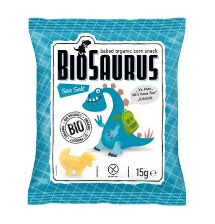 Puff di mais biologici al sale marino senza glutine 15 g – Biosaurus