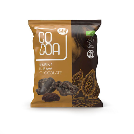Uvetta biologica al cioccolato crudo 70 g – Cocoa