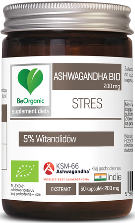 Estratto di Ashwagandha bio integratore alimentare 50 capsule (200 mg) - BeOrganic