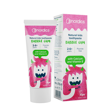 Dentifricio per bambini 2-6 anni al gusto bubblegum senza fluoro 50 ml - Nordics