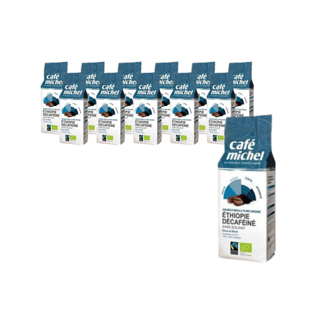 SET 12 x Caffè macinato decaffeinato Arabica 100% Etiopia Fair Trade 250 g - Cafe Michel