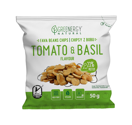 Patatine proteiche di fave al pomodoro e basilico 50 g - Greenergy