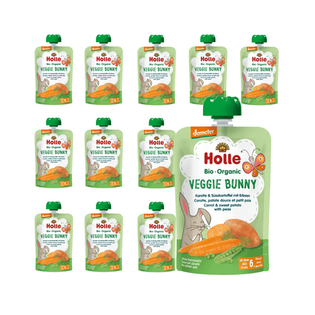 SET 12 x KING VEGETALE (carota - patata dolce - pisello) SENZA ZUCCHERO DA 6 MESI DEMETER BIO 100 g - HOLLE