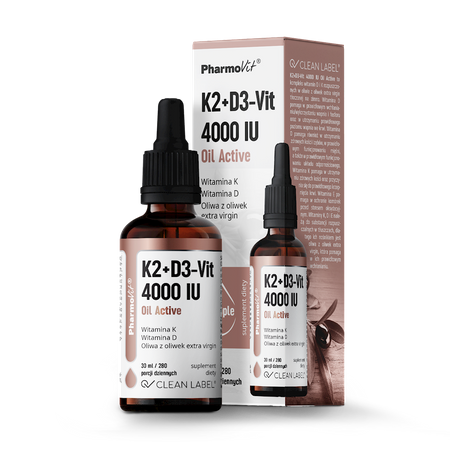 Vitamina K2 + D3 gocce (75 mcg + 100 mcg) integratore alimentare senza glutine 30 ml - Pharmovit