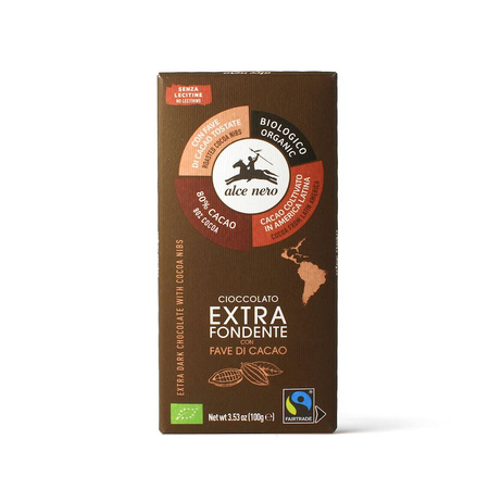 Cioccolato amaro senza glutine del Commercio Equo e Solidale con pezzi di cacao bio 100 g